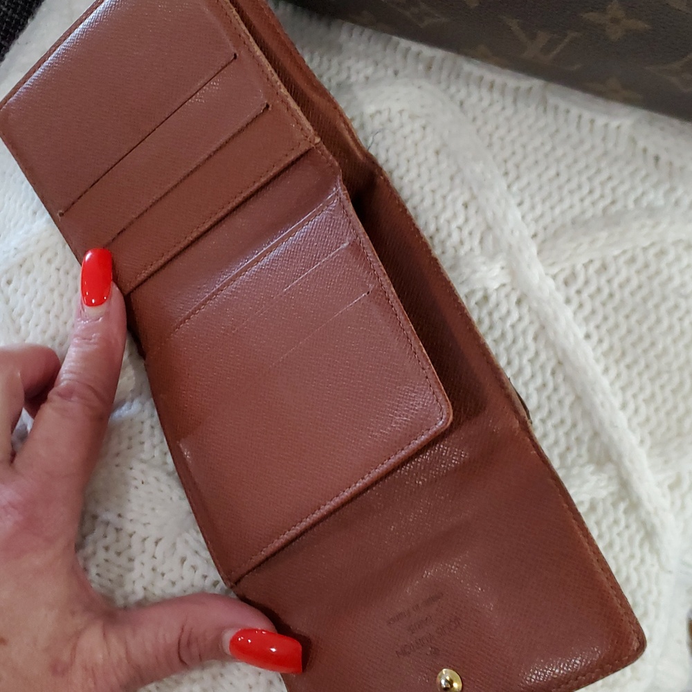 Louis Vuitton small monogram two way snap wallet brown tan luxury designer used - Picture 7 of 11